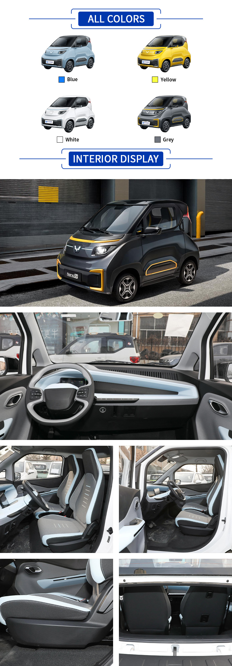 Wuling Nano ev All Colors,Wuling Nano ev All Interior Display